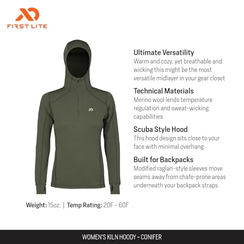 First Lite Women's Kiln Hoody - Merino Wool Midweight Camo Hunting Base Layer2