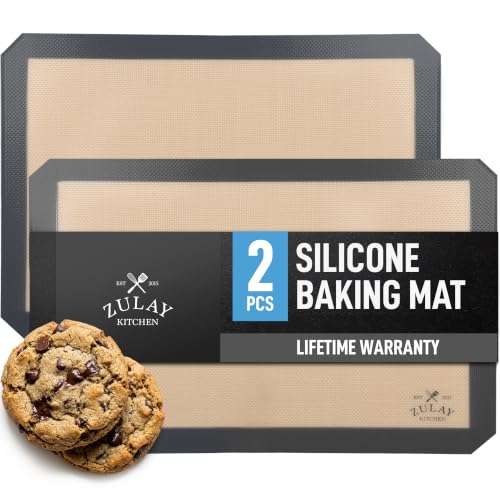 Zulay Lot de 2 tapis de cuisson en silicone – Feuille réutilisable antiadhésive – Fournitures de cuisine faciles et pratiques – 41,9 x 29,5 cm