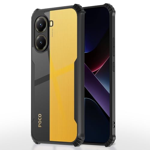 Image of Pikkme Crystal Clear Transparent Back Cover | Ultra Hyrbid | Full Camera Protection | Raised Edge | Bumper Case for Poco X7 Pro 5G (Black)
