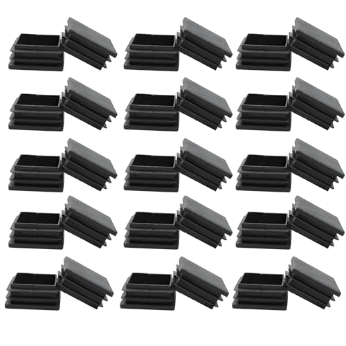 Image of Septe 1-1 /2 inch Square Plastic Plugs,Black Tubing End Plastic Caps for Square Tube, Chair Legs, Table Legs(30Pcs)