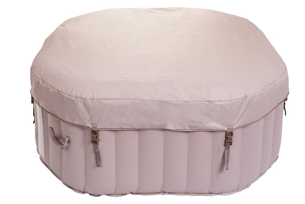 Belatrix Luxury 125 - Vasca idromassaggio portatile (gonfiabile), colore beige, set con base e copertura termica