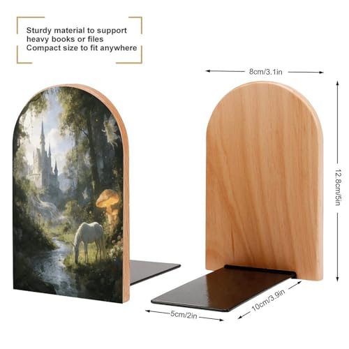 Sujetalibros de madera de castillo de hadas hecho a mano para estanterías 3