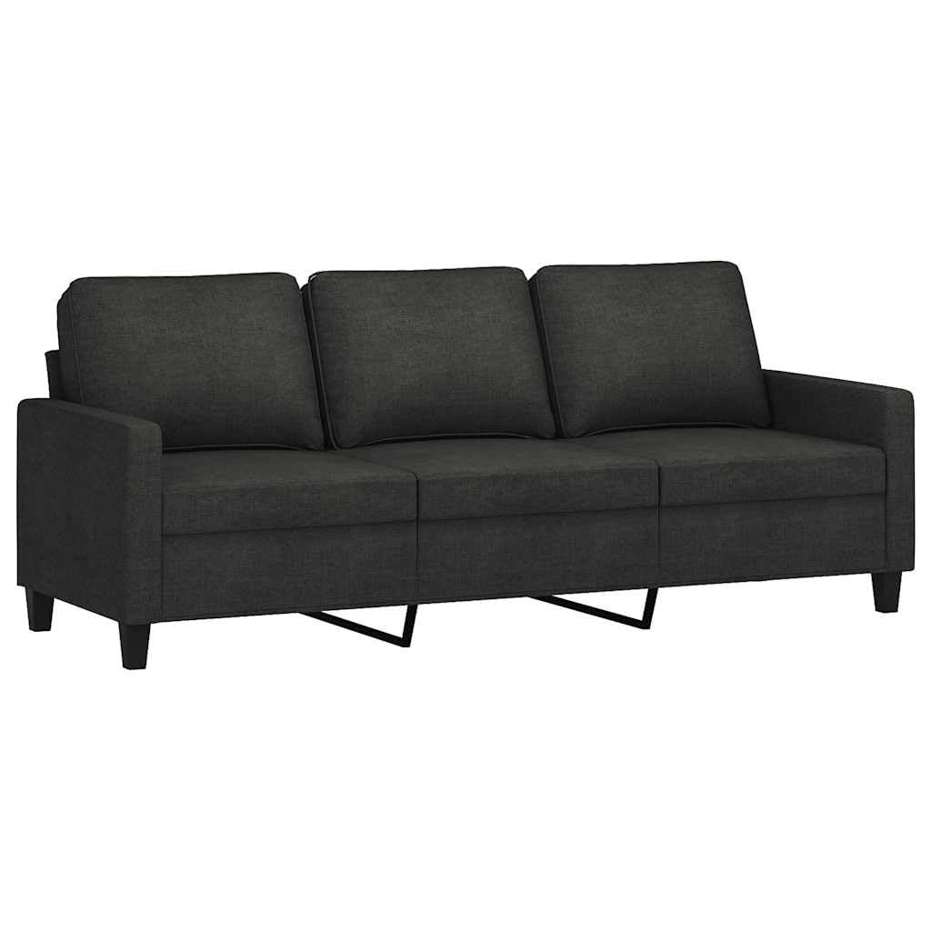 3-osobowa sofa z taboretem czarna 180 cm materiał meble tapicerowane salon funkcja relaksu miejsce do przechowywania nowoczesny design