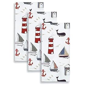 Cackleberry Home Nautical Ocean Kitchen Towels 100% Cotton, Set of 3 41YC G68veL. SS280