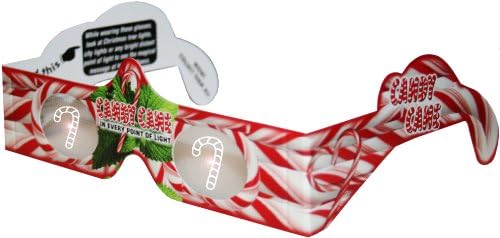 10 3D Paper Glasses, Candy Cane, Bulk
