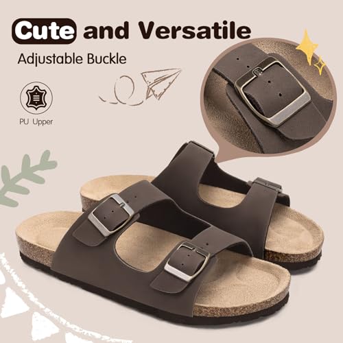 Image of FITORY Boys Girls Glitter Slide Sandals, Cork Slipper with Adjustable Straps for Little Kid /Big Kid