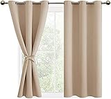 FANTASTISCHES DESIGN: Zwei Vorhanghalter an beiden Seiten der blickdichten Vorhängen genäht, Design in der gleichen Farbe und im gleichen Material. Diese Verdunkelungsgardine mit Vorhanghalter bieten Ihnen eine zeitgemäße Lösung zum Halten von Gardinen, ohne Werkzeuge erforderlich oder Löcher in Wände zu bohren.