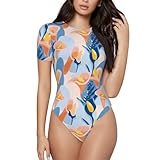 Body de flores de lirio de cala, color naranja, para mujer, de manga corta, para control de abdomen, Negro -, XL