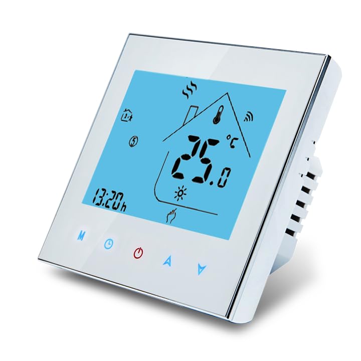 programmierbarer WLAN-Thermostat AC605, Temperaturregler, Fernbedienung für elektrische Fußbodeneizung. Alexa, Google-Assistent, SmartHome, Tuya APP kompatibel. 16A