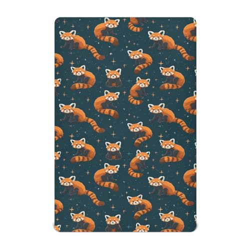 Image of Baby Crib Sheet Cute Red Panda Crib Mattress for Boys and Girls Playard Sheet Soft Breathable Fitted Baby Mattress Cover 52x28in