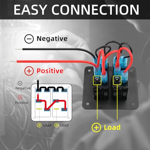 Image of 2 Gang Rocker Switch Panel, 12V 5 Pin 20A ON /Off Toggle Switch | 12V-24V, 20A rating, Waterproof, 5-Pin, Automotive Replacement Toggle Switches For Boats and RVs, ATVs, trailers, and cars