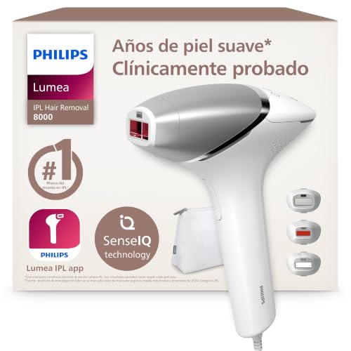 Miniatura 7 de Philips Lumea serie 8000, dispositivo de depilación IPL, alternativa al láser, SenseIQ, 3 accesorios para cuerpo, cara y zonas de precisión, BRI946/00