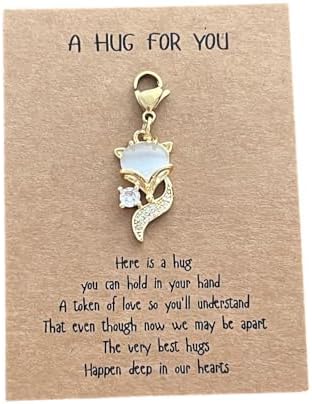 AMOBESTER Gold Plated Fox Clip on Charms with Moon Stone Rhinestone Clasp on European Pendant Charms for Necklace Bracelet DIY Jewelry Making image 4