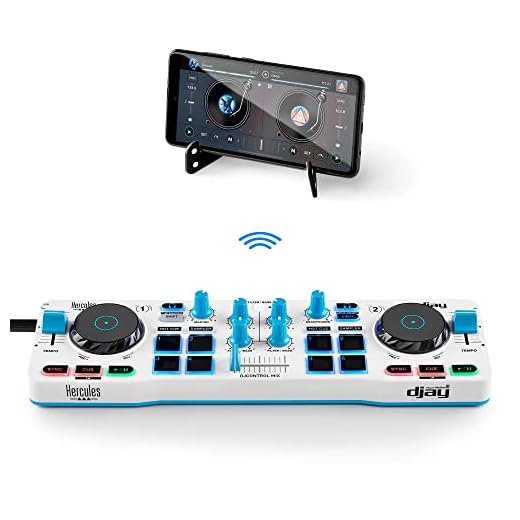 Hercules DJControl Mix Blue Edition – Controladora de DJ Inalámbrica Bluetooth para Smartphones - Exclusiva de Amazon