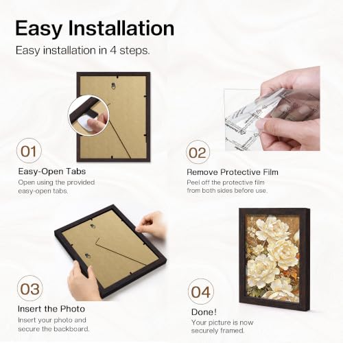 Image of Picrit 8x10 Picture Frame 3 Pack, Wall Mount & Tabletop Display, Walnut
