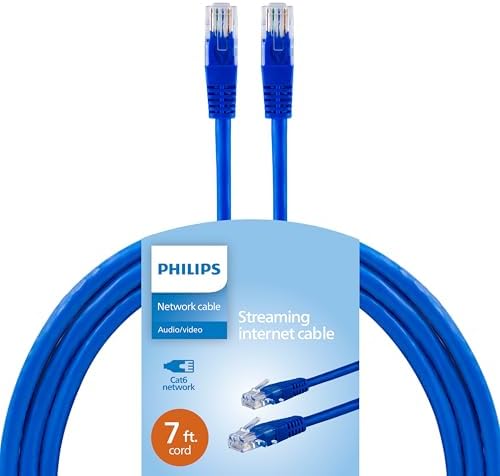 PHILIPS Cat6 Ethernet Cable, Extra Long 7 Ft Cord, 10 Gbps, 250Mhz