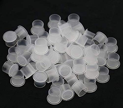 Needlehouse Copos para Tinta de Tatuagem com Base e Tampa, Plástico Transparente, 1000 unidades, 17 x 14 mm