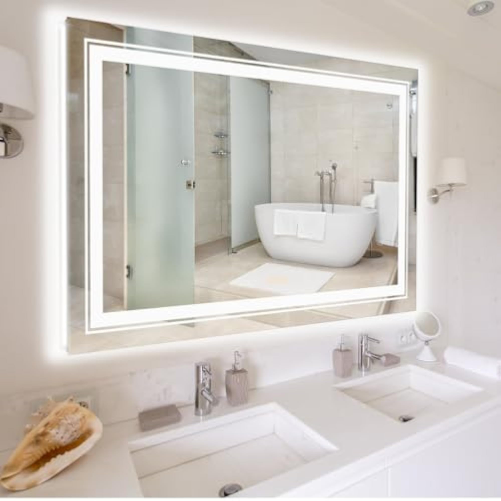 Smart Bathroom Mirror with Color Changing Lights