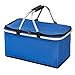 Duży kosz piknikowy z pokrywką, izolowana torba chłodząca dla par i dorosłych, składany przenośny kosz odpowiedni na piknik, zakupy, podróż, kemping (niebieski)