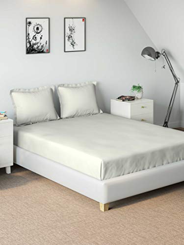Image of DDECOR - Solids 210TC 100% Cotton Double Bedsheet with 2 Pillow Covers, King Size, Aqua