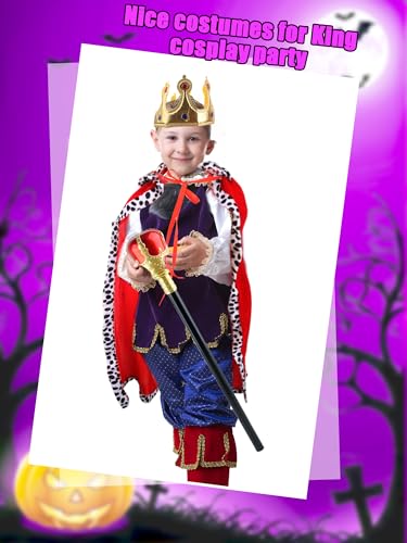Disfraz completo rey para niños con capa roja y accesorios miniatura 4
