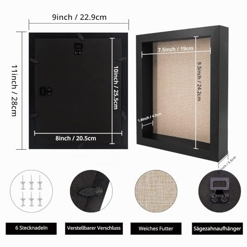 GraduatePro 3D bilderrahmen 23x28 zum befüllen schaukasten Wand für Schwarz Objektrahmen Hochzeit Box Deko Oder Schreibtisch – Ansicht 2