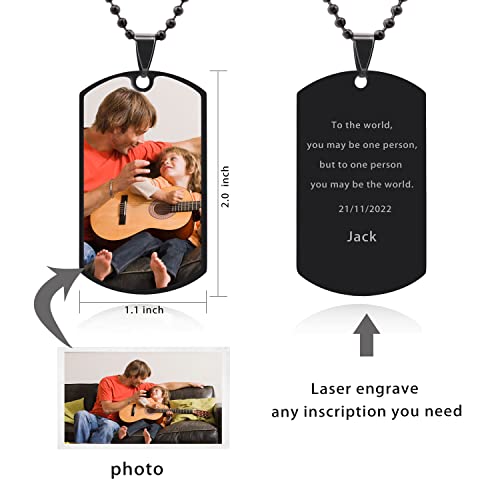 Personalized Dog Tag Pendant for Men, Custom Necklaces for Women With Picture, Custom Photo Text Engraving Dog Tags Stainless Steel Necklace Pendant2