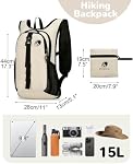 15L Foldable Hiking Backpack with Phone Pocket for Men Women, Small Packable Folding Lightweight Daypack for Travel