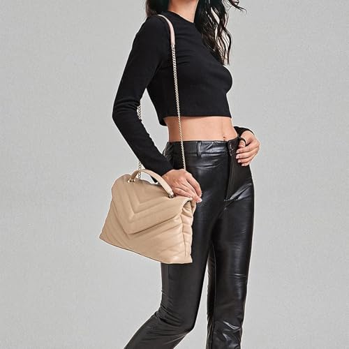 Image of Women Shoulder Bag, Fashionable Quilted Vegan leather Crossbody Purses with Adjustable Chain Designer Purses