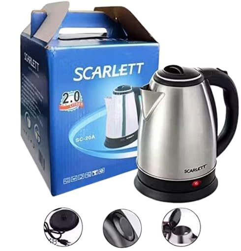 Stainless Steel Electric Kettle, Multipurpose, 2 Litre, Black, with Handle, Hot Water Tea Coffee Maker-picture-30