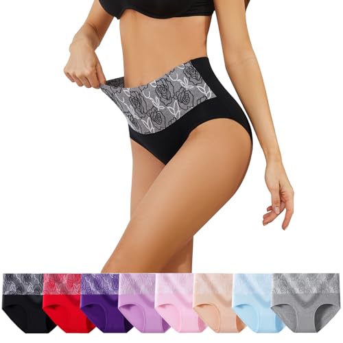 Image of MEIDAYAI Womens Underwear Cotton Tummy Control High Waisted Underwear Soft Breathable Full Coverage Panties Multipack