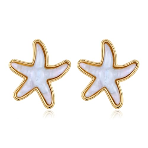 WOWORAMA Chunky Sea Shell Earrings for Women Gold Seashell Coral Reef Earrings Ocean Sea Pearl Statement Earring Boho Summer Beach Dangling Jewelry