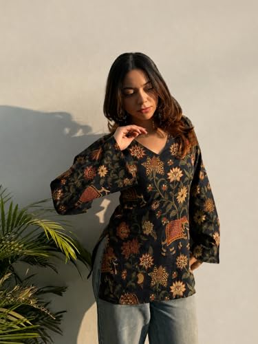 Image of ANNI Designer Women's Viscose Printed Regular Short Kurti for Women