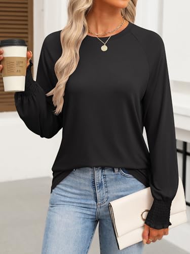 ANRABESS Women's Long Sleeve Shirts Crewneck Casual Loose Tunic Tops Dressy Work Blouses Fall Fashion Clothes 20254