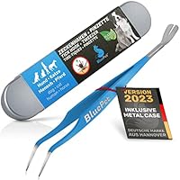 BluePet 2in1 Zeckenpinzette für Hunde, Katze, Pferd & Mensch I Edelstahl Zeckenzange mit Case I Zeckenhebel als Solider Zeckenentferner I Alternative zu Zeckenpinzette, Zeckendreher & Zeckenmittel