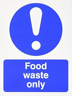 Seco Food Waste Only Sign, 150mm x 200mm - Self Adhesive Vinyl, White