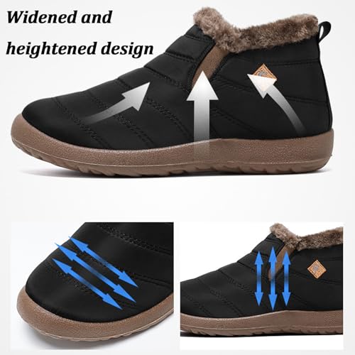 Men's Waterproof Slip On Snow Boots Comfort Warm Fur Lined Non Slip Outdoor Winter Booties Work Walking Lightweight High Top Cotton Shoes4