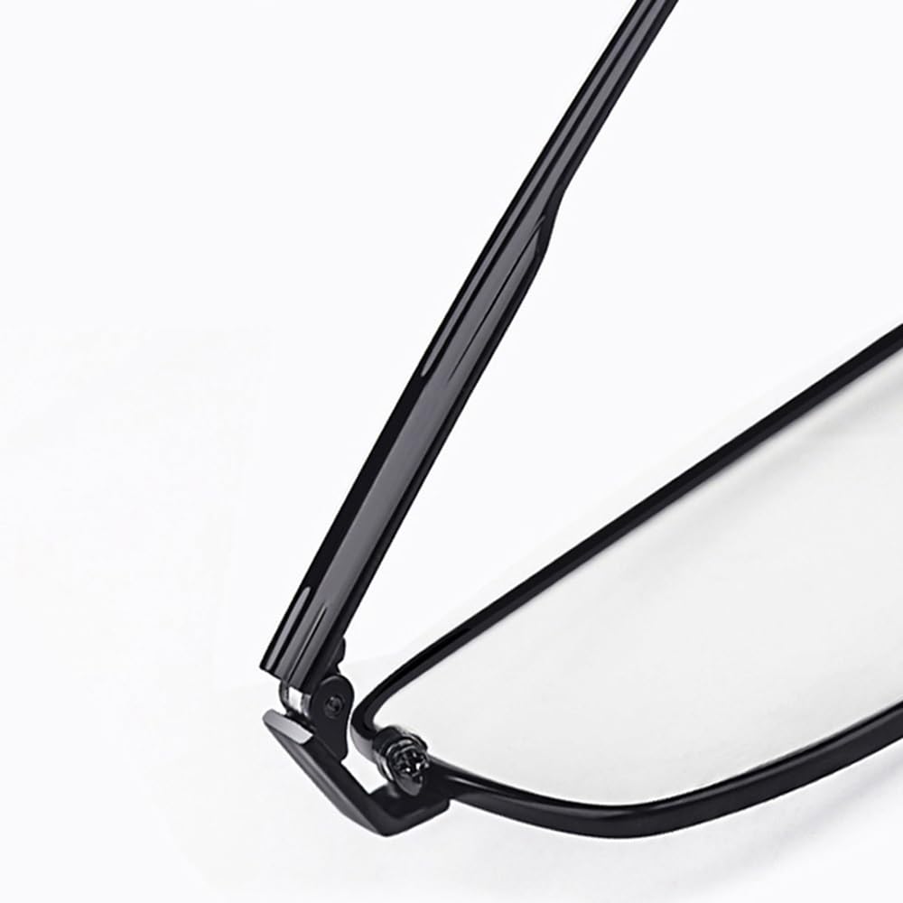 SFIVE 1.0-3.0 Fotocromaticas Gafas De Sol Rectangular Marco De Metal Gafas De Lectura Flexibles Gafas De Presbicia para Hombres Mujeres (Color : Black, Size : +2.5)