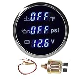WATERWICH 3 in 1 Triple Gauge Set 52mm 2inch Water Temperature Gauge °F + Oil Pressure Gauge PSI + Voltmeter for Car Truck Boat Vehicle Marine