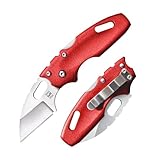 Cold Steel Mini Tuff Lite 2' 4034SS Sheepsfoot Razor-Sharp Blade 3' Griv-Ex Red Handle Everyday Carry Pocket Folding Knife