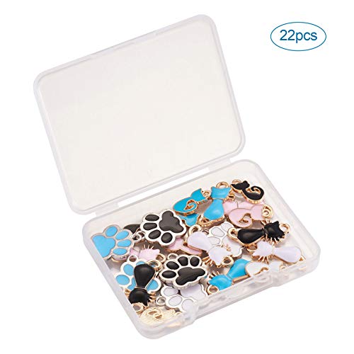 Craftdady 22pcs Cat Bear Paw Prints Enamel Dangle Pendants Kitten Animal Footprint Metal Floating Charms for Earring Bracelet Necklace Jewellery Crafts Making - Image 3