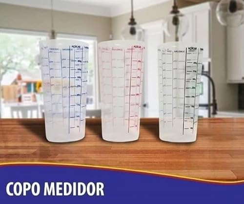 Copo Plástico Medidor Dosador Receitas Graduado Com Bico 500ml - Plastico Com Numeros