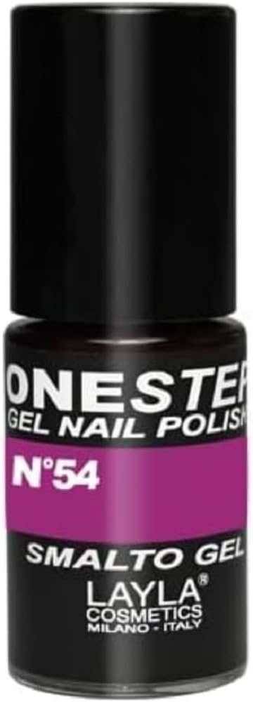 LAYLA ONE STEP Smalto Semipermanente in Gel 3-​in-​1 Veloce e Facile Applicazione Durata 3 Settimane Alta Pigmentazione Senza Strato di Dispersione 5ML Layla Cosmetics N.54 KISS MY MAGENTA (Rosa)