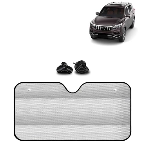 KINGSWAY® Car Window Foil Curtain Sticky Sun Shade Compatible with Mahindra Alturas G4, (Year 2018 Onwards), Universal Fit Sunshades for Front Window, Rear Window, Silver Color, 1 Piece