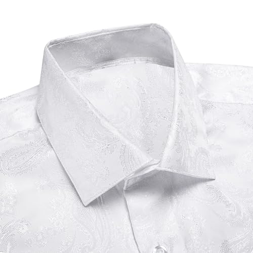 Hi-Tie Mens Dress Shirts Wrinkle Free Inner Contrast Jacquard Long Sleeve Casual Button Down Shirt Business Party Wedding4