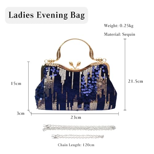 Image of CORIOS Vintage 1920s Evening Bag for Women Velvet Clutch Bag Sparkly Sequin Handbag Bridal Wedding Purse