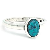 Hergestellt in Indien Ring Silber 925 Sterlingsilber Türkis blau grün Stein (Nr: MRI 199), Ringgröße:56 mm/Ø 17.8 mm