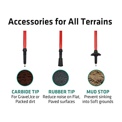 EASY BIG Walking Stick Trekking Poles Collapsible Hiking Poles - Auminum Alloy 7075 Trekking Sticks,Antishock and Quick Lock System, Telescopic, Collapsible, Ultralight (Red, 43-51Inches/110-130CM) - Thumbnail 6