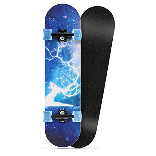 YHMX Monopatín 31 Pulgadas Patinetas Completas Estándar con Ruedas LED Coloridas 7 Capas Maple Mover Deck for Kids Boys Girls Adultos Principiantes,B