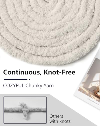 Image of Cozyful Chunky Yarn for Hand Knitting, #9 Thick Jumbo Big Chunky Yarn for Crocheting, Super Chunky Knit Blanket Yarns, Large Chunky Chenille Yarns, 8 Pack (30 yds 8 oz Each Skein), Beige White